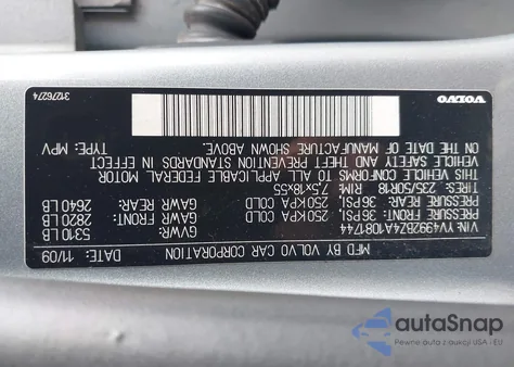 2010 Volvo Xc70 T6 из США, поврежденный, VIN YV4992BZ4A1081744